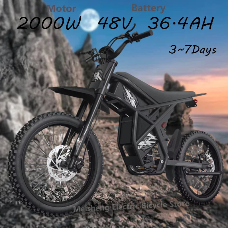 ***ebike GT73 2000W Mountain Off-Road Electric Motorcycle / 25" Tires / 36.4AH Dual Battery / ebike Max 37 mph / Dual Hydraulic Brake s