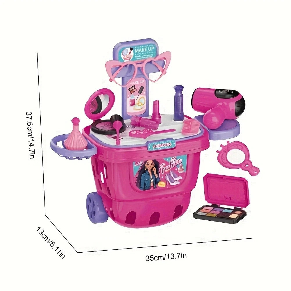 36 Luxury fashion Makeup & Styling Sets for Kids / Includes:  Shopping Cart, Hairdryer, Brushes, Lipstick, Mirror & Bobby Pins  /  Easy Assembly