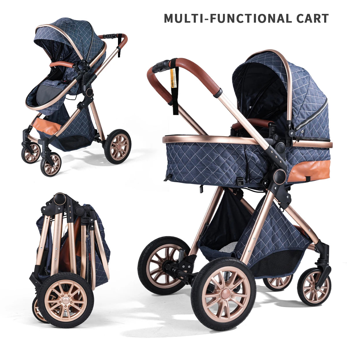 Baby Stroller / Portable and Foldable / can be pushed in both directions / 5-Point Seat Belt / Push Button