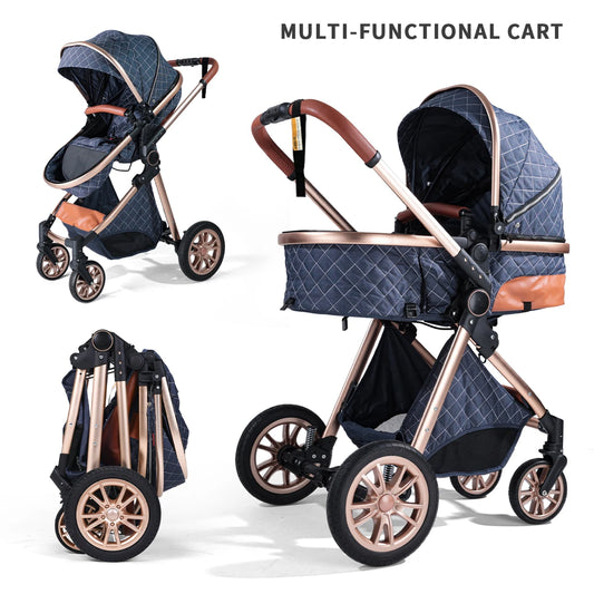 Baby Stroller / Portable and Foldable / can be pushed in both directions / 5-Point Seat Belt / Push Button