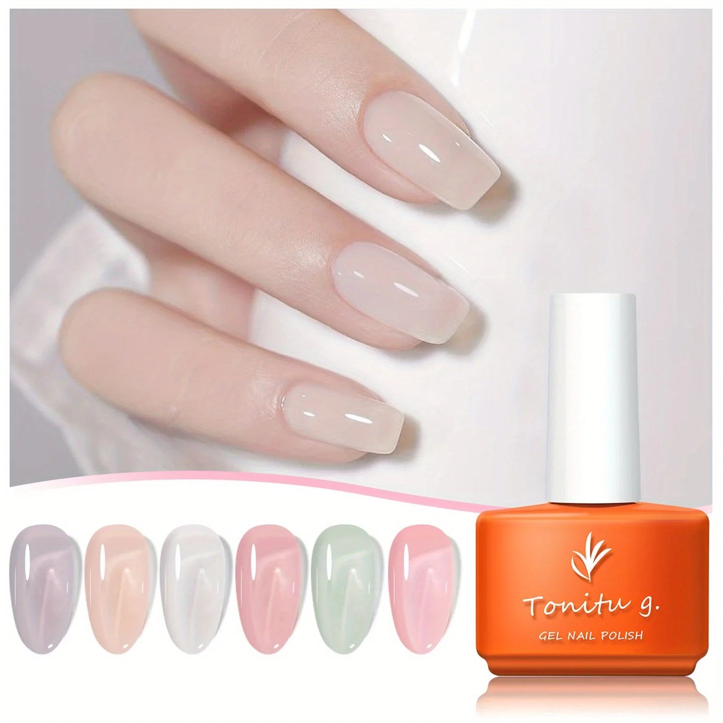 6 Color Jelly Gel Nail Polish Set   /  7ml, Semi-Permanent  /  Sheer /  Translucent /  Soak Off /  UV/LED Gel /  Home /  Salon  /  Nail Art Design