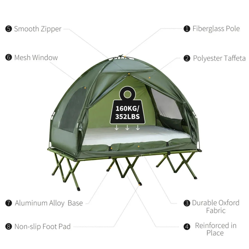 Compact 1 Person Folding Portable Pop-Up  /  Off-Ground Bed  /  Single Layer  /  Polyester  /  Rod /  Outdoor /  Camping  /  Hiking