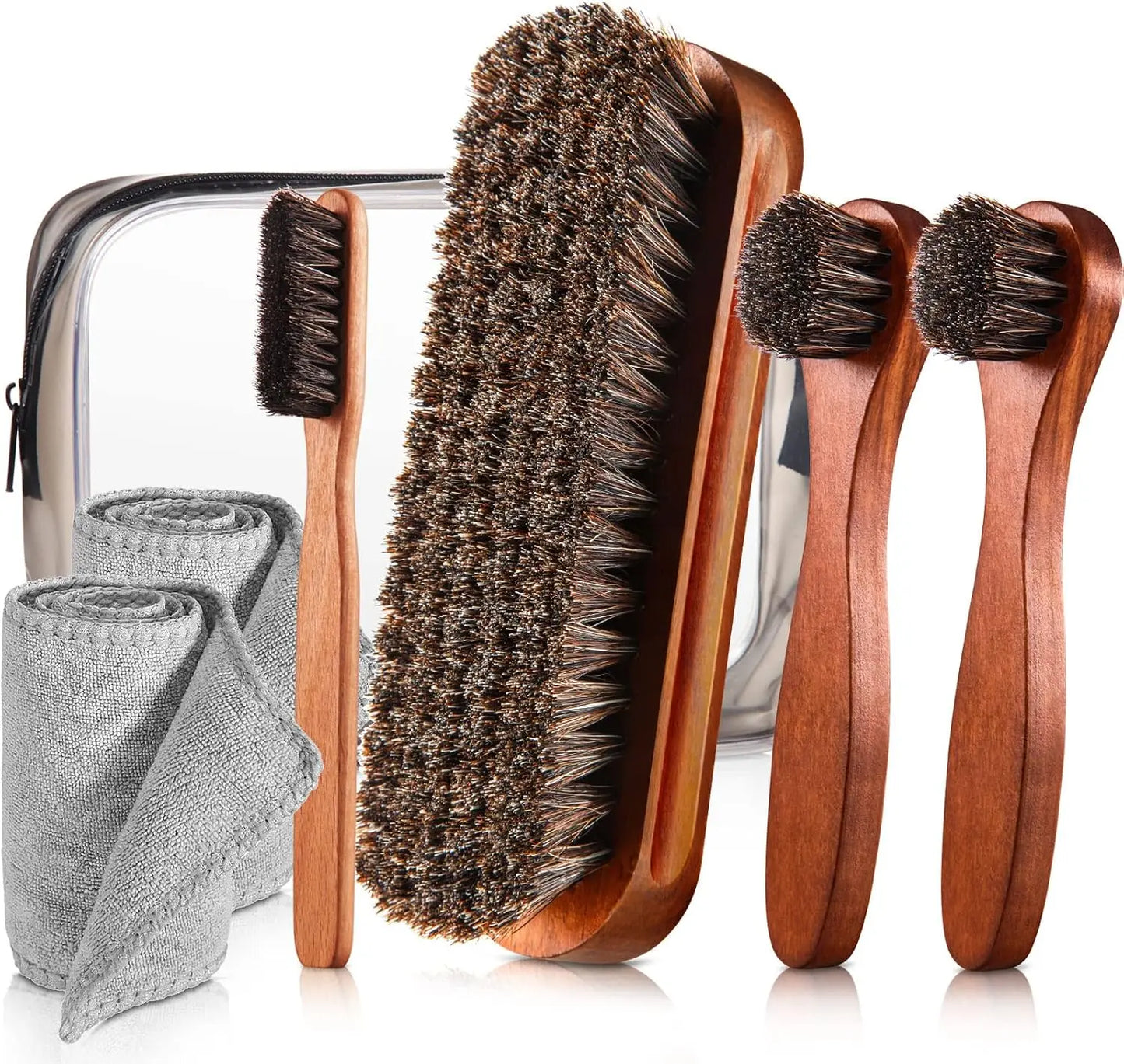 Horsehair Shoe Shine Brush Set  / Polishing Applicator /  Cleaning /  Leather Shoes /  Boot Care /  Brush /  Suede Cleaning Brush