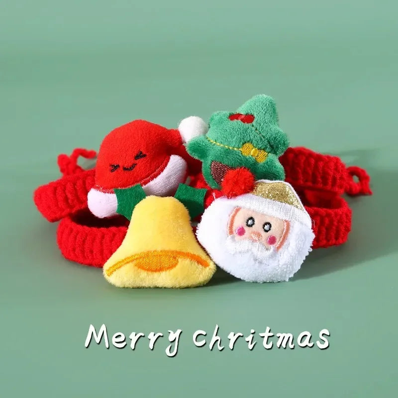 Cute Santa Claus Pattern Pet Bow and Bell Collar for Dogs and  Cats /  Accessories /  Holiday Christmas Dog Collar /  Pet Supplies