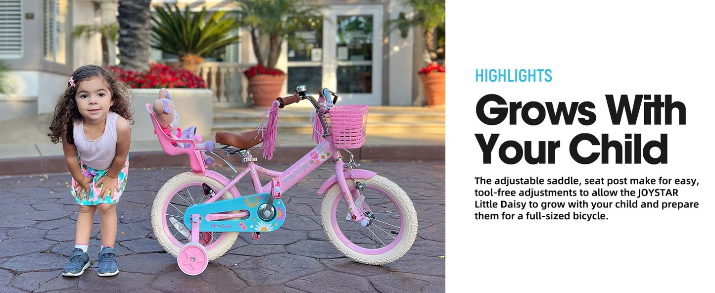 Kids Bike for Ages 2-7 Years /  Also Bikes with 12"  14"   16" Inch  Wheels / Girls Bikes with Doll Seat & Streamers  /  Boys Bike with Flag & Plate