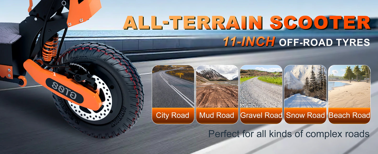 Electric Scooter /  5600W Dual Motor 60V27AH  /  46MPH  /  46Miles Range, / Off-Road Vacuum Tires  /  330LBS Load  /  45°Climbing