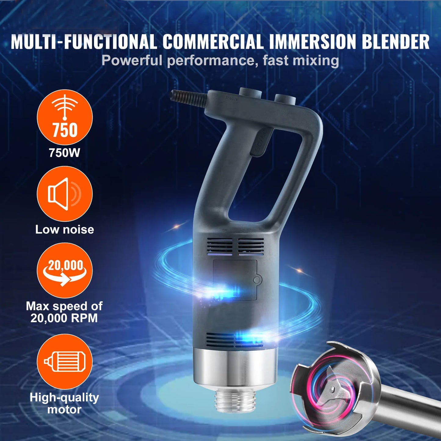 16" Commercial Immersion Blender /  Heavy Duty Commercial Hand Mixer /  Multi-Purpose Portable Commercial Mixer for Soup, Smoothie, Puree Baby Food