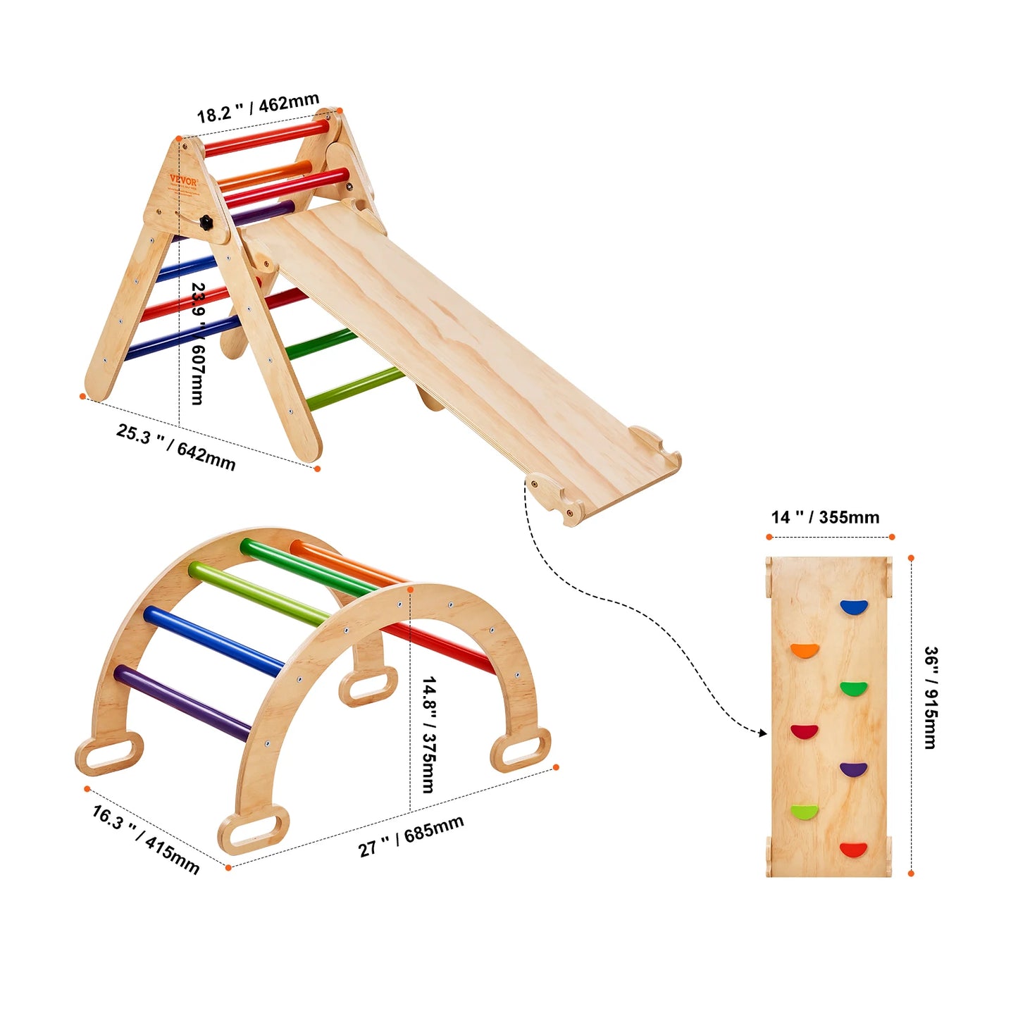 5 -n-1 Toddler Climbing Toy /   INDOOR Playground /  1-4 Years /  Montessori-Inspired!  /  Foldable /  Medium or Large Size /  Wooden Climbing Set