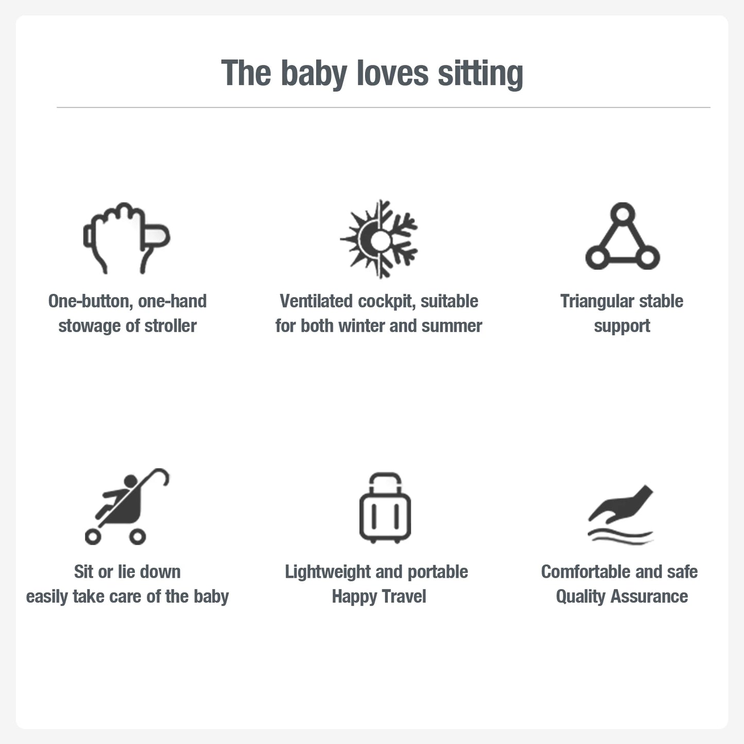 2 in 1 Baby Stroller  / Lightweight / Foldable  /  5-Point Safety Seat Belt / Reclines fully / Shock Absorbers / One Hand Fold-Up /  Basket & Zipper Pockets /  Use Winter &  Summer  /  Travel /  Canopy