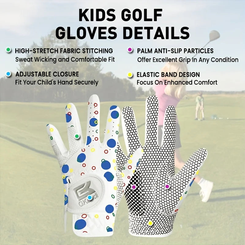 Golf Gloves /  Kids /  Youth /   All Weather /  Soft /  Left or Right Hand /  Rain Grip / Breathable  / 1 Pair /  Wear-Resistant  /  Non Slip