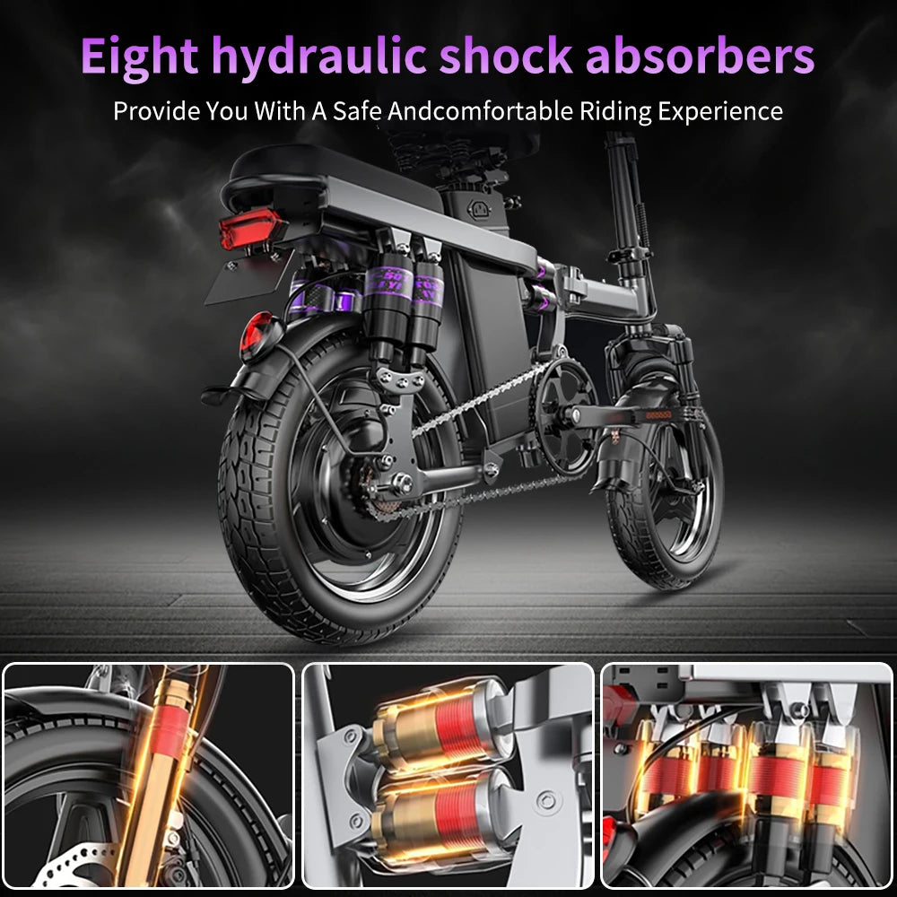 Peak 600W Electric Bikes /  Adult /   48V  720Wh Removable Battery  /   22 MPH  /   Compact Folding Ebike With LCD Display  /   23-32Miles