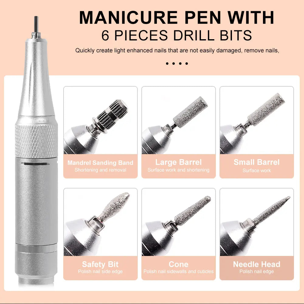 45000RPM Electric Nail Drill / File / Professional for Acrylic Gel Dip Powder Nails / Portable Machine Kit for Manicure Pedicure Tools