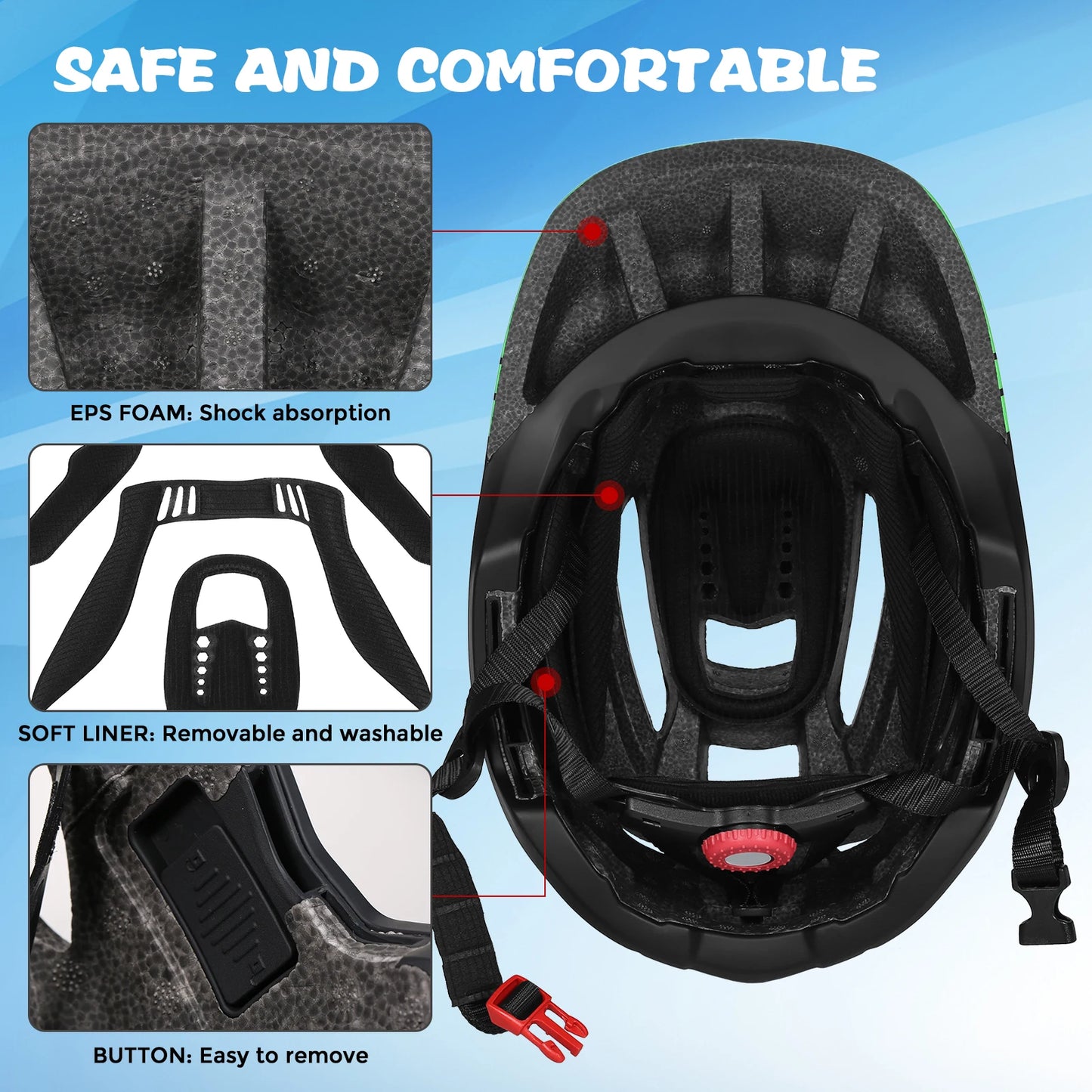 2-in-1 Full-face Half-face Helmet  /  Kids Bicycle Helmet /  Child Sports Safety / Removable, Washable Liner /  Removable Chin Guard / Cycling  / Protection /Bike /  Roller Skating  /  Scooter