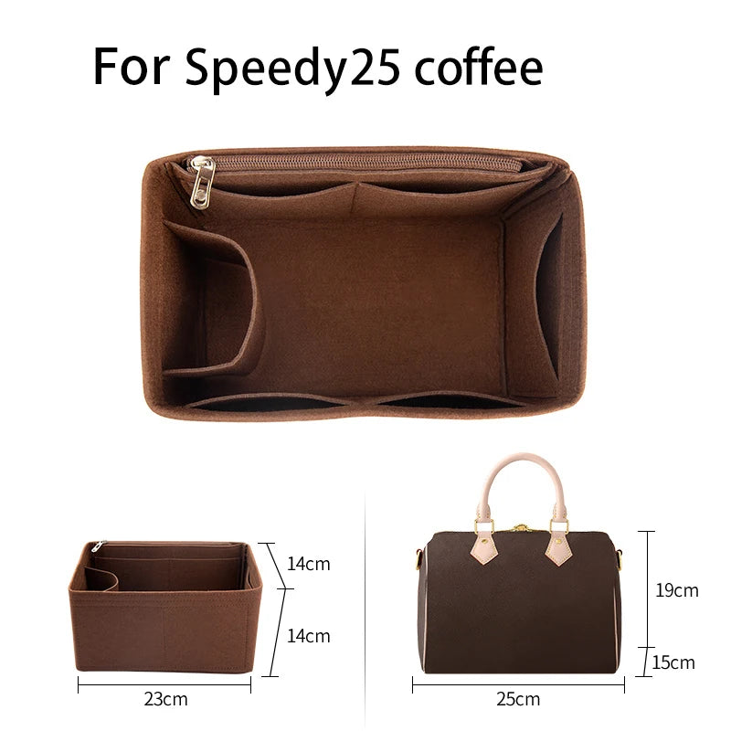 WUTA Felt Insert Bag Organizer For LV Speedy 20 25 30 35 / Flap Handbag / Inner Bag Makeup Travel Purse Storage Tote Bag Accessories