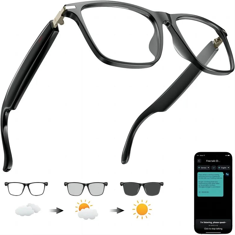 AI Translation Smart Glasses with photochromic lenses / Supports 160+ languages / Real-time translation