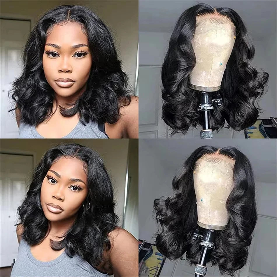 Short Human Hair Wigs / Bob Wig 13x6 Lace Hd Body Wave Wig / 13x4 Hd Lace Frontal Wigs / Loose Body Wave / Black Wig