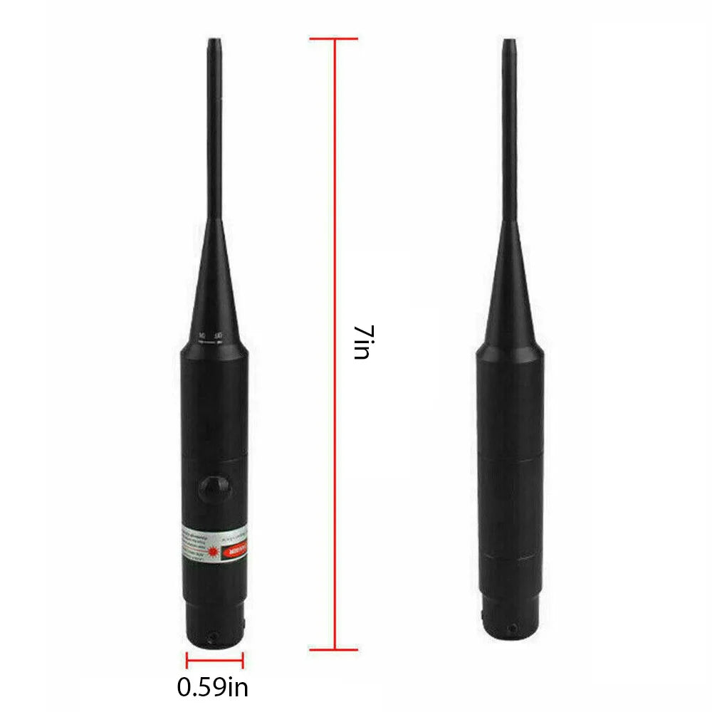 Red Laser Bore Sight Kit  /  For.17 To 12GA Caliber Rifles & Pistols  /  With Big Button Switch /  16 Adapters And Arbors Included /  Adjustable