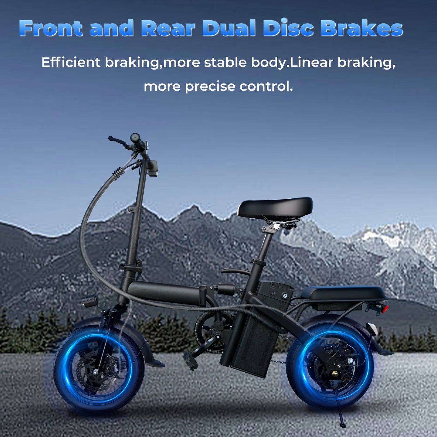 500W Adult Electric Bike \ 20 MPH \ 48V 12Ah Removable Battery / 14 Inch Folding Electric Bike / Multi-Shock Absorption