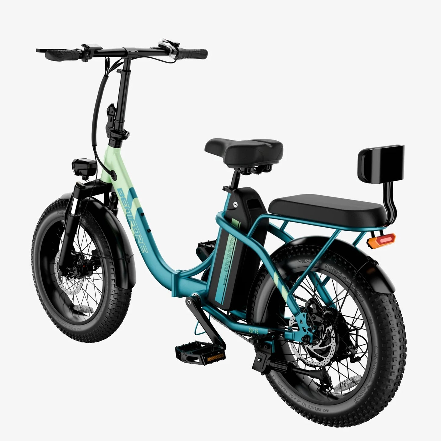 CM***C23 20"x3" Folding Electric Bike / Peak 1200W, 720Wh / Top 28 Mph, Max 65 Mile, Max Load 265Ibs / With Mini Sofa Back Seat