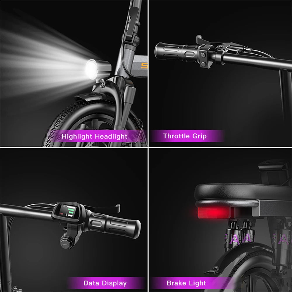 Peak 600W Electric Bikes /  Adult /   48V  720Wh Removable Battery  /   22 MPH  /   Compact Folding Ebike With LCD Display  /   23-32Miles