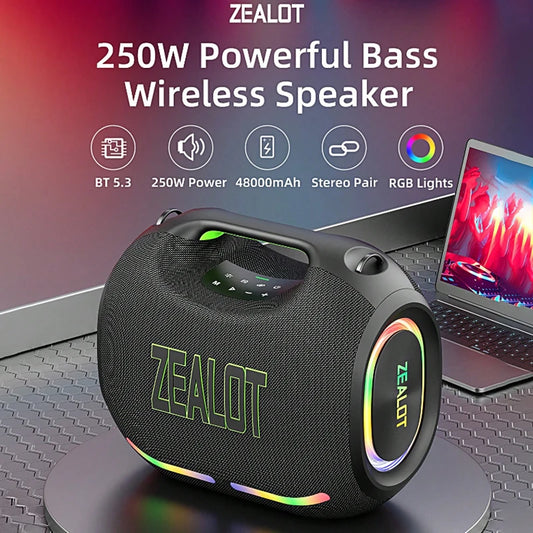 CM***ZE21 250W Wireless Speaker / Outdoor / Portable / 48000mAh Long Battery with RGB Color Lights / Up To 18 Hours Of Play Time