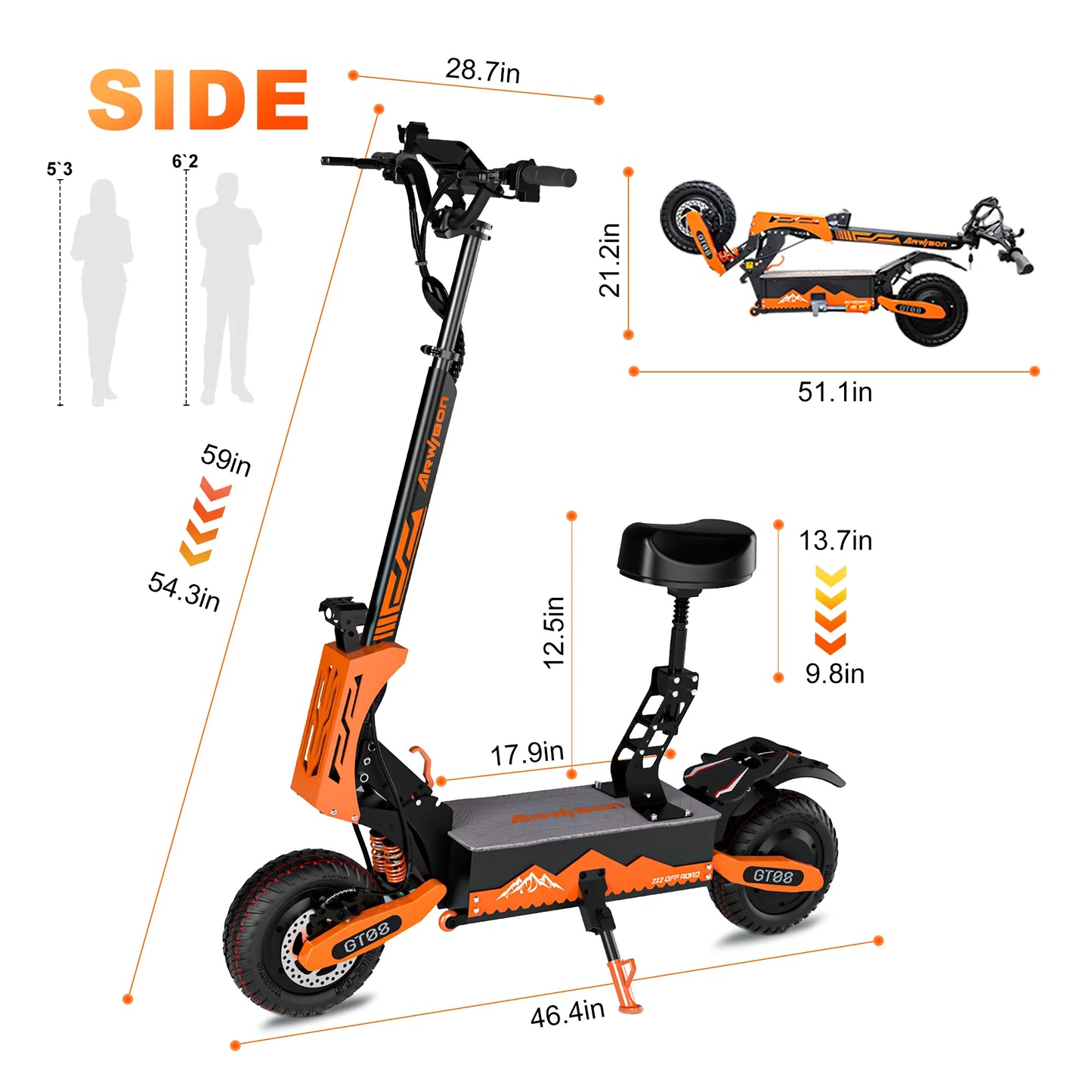 Electric Scooter /  5600W Dual Motor 60V27AH  /  46MPH  /  46Miles Range, / Off-Road Vacuum Tires  /  330LBS Load  /  45°Climbing