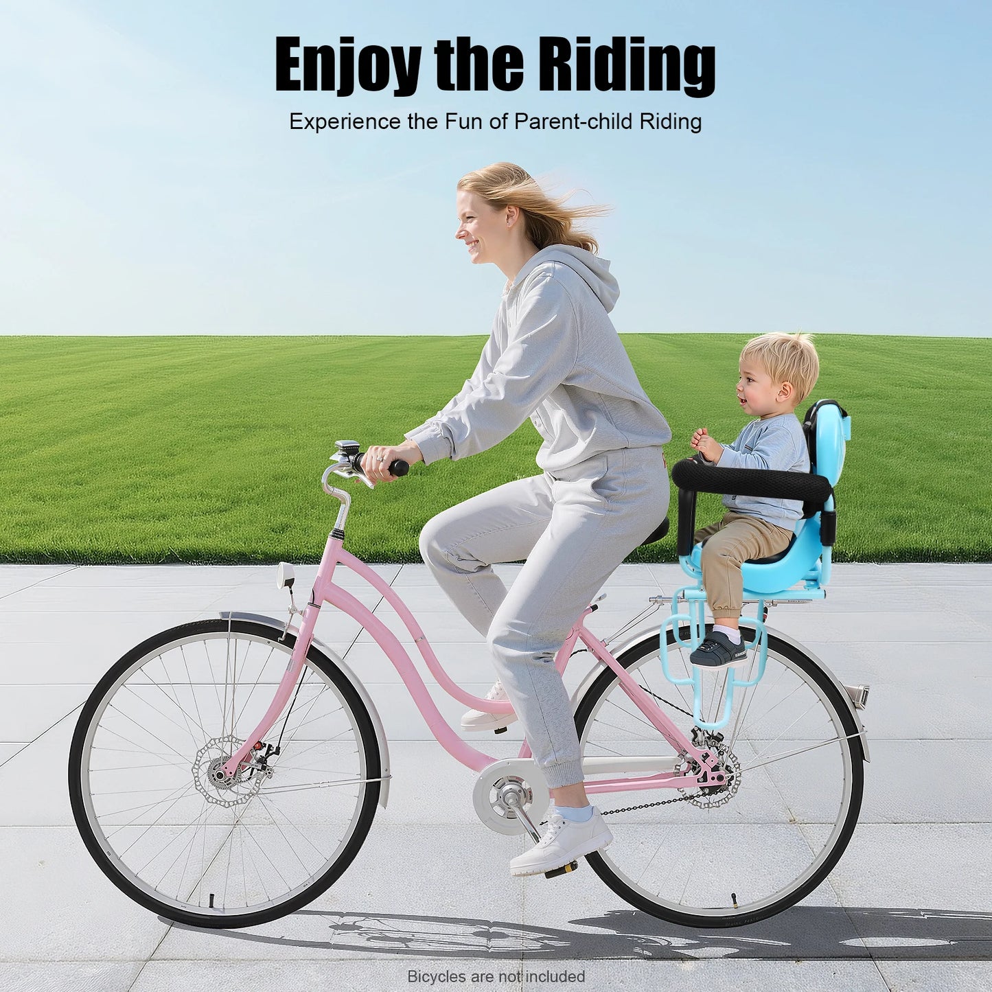 Bike Child Safety Leather Seat /  Bicycle Child Safety Leather Seat with Safety Fence /  Foot Pedal & Seat Belt for Baby, Toddler, Child /  Universal
