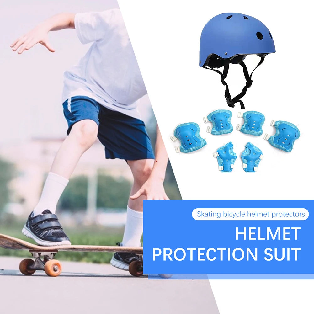 Kids Safety Helmet Knee Elbow Pad Set /  Boys Girls Head Protective Gear Set /  Bicycle / Cycling / Skateboard / Scooter / Skating / Helmet