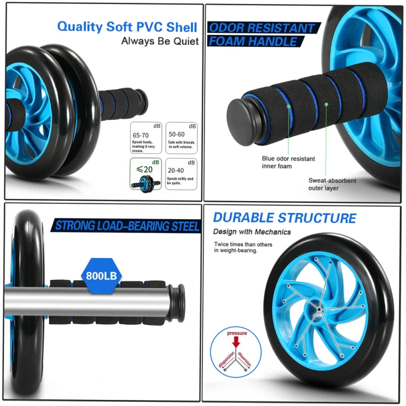 5-In-1 AB Wheel Roller Kit with Push-Up Bar  /  Jump Rope / Hand Gripper / Knee Pad / Abdominal Core Carver / Fitness Workout