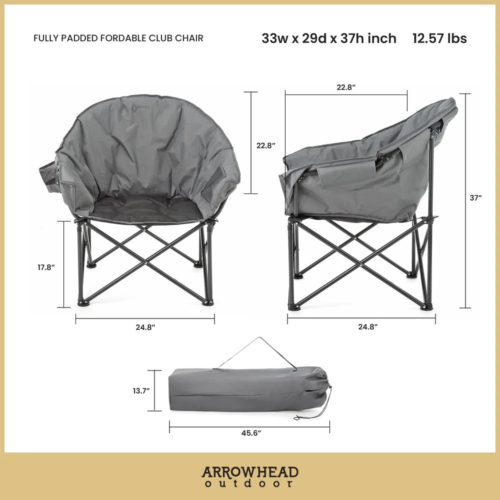 Oversized Heavy-Duty Folding Camping Chair with Cup Holder
External Pocket
Portable
Padded Seat
