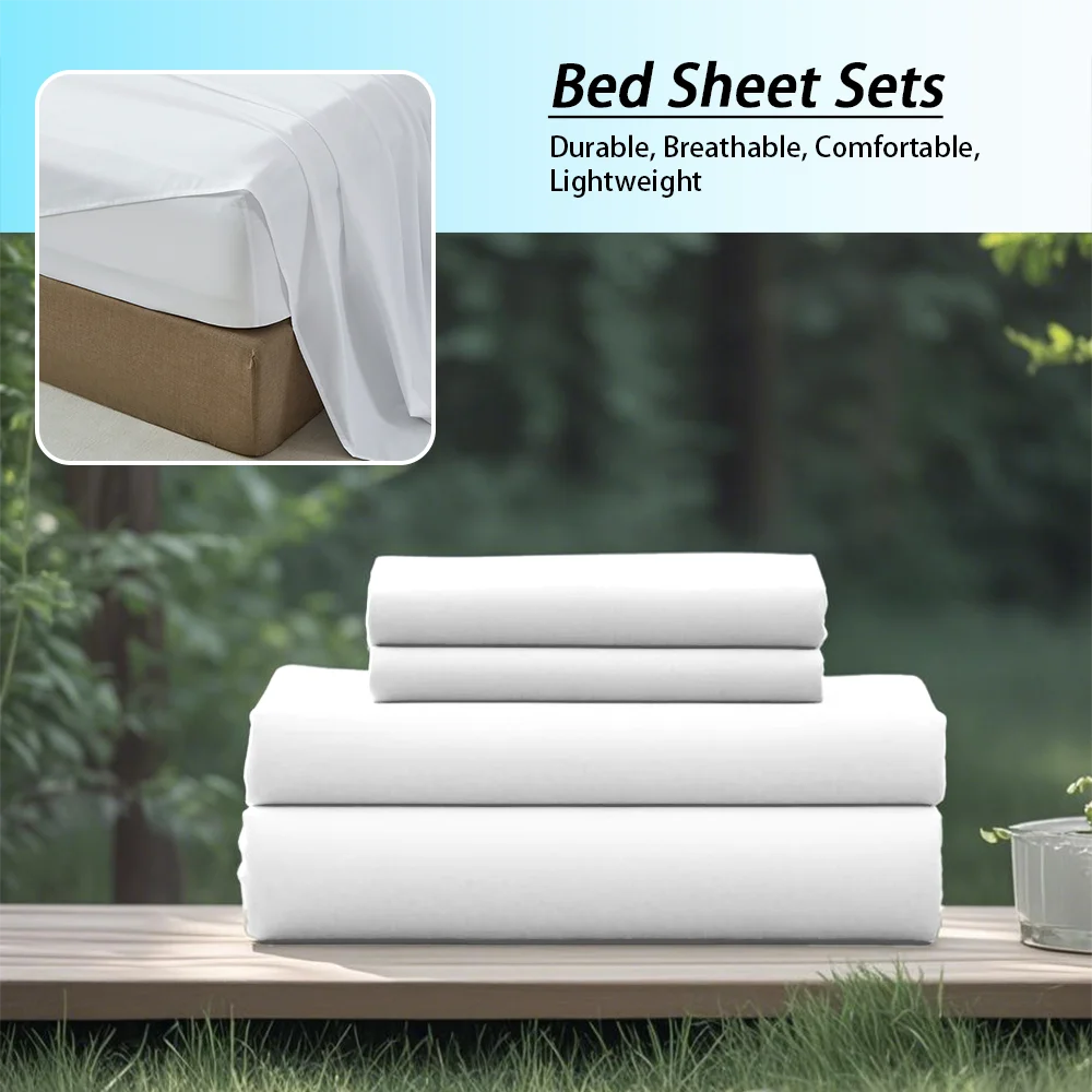 4 Pcs Soft, Solid Color, Fashionable Home Bedding Set / Microfiber / Suitable for All Seasons / 1 Fitted Sheet, 1 Flat Sheet,  2 Pillowcases