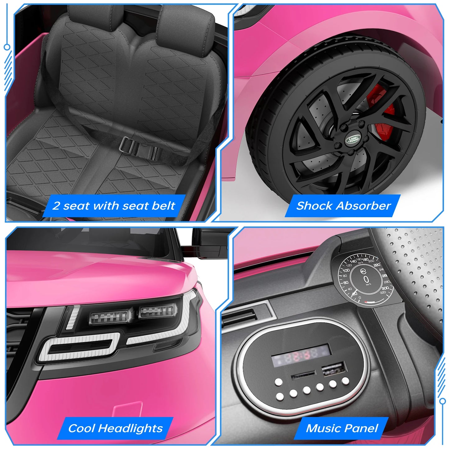 Ride-on Car for Kids ages 1-8  / 12V  Electric Car With Parent Remote Control  / Lights, Horn and Sounds /  MP3 Player  /  Rocking 
car for at home  /  Pull Handle for Parents