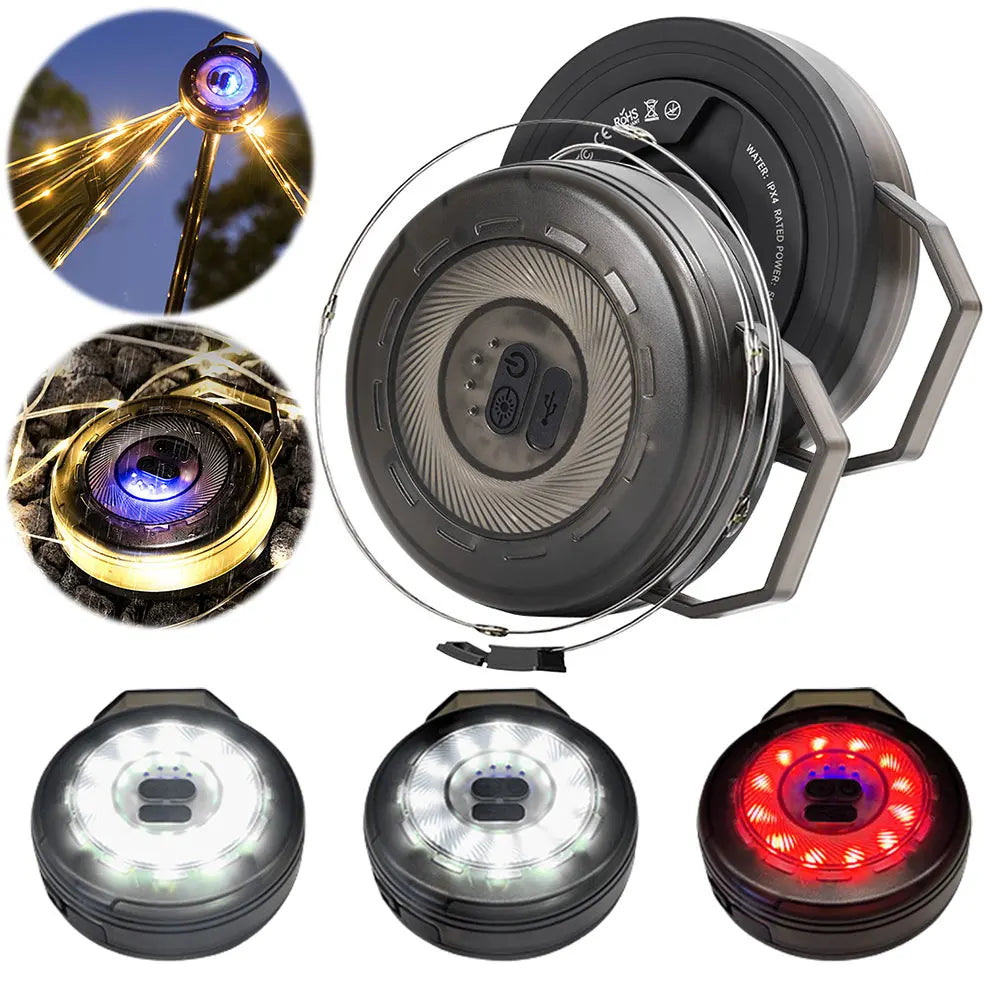 10M Canopy Light Strip  /  Hand Crank  /  Storage  /  Decorative Atmosphere Light  /  Waterproof Portable Camping Lamp  /  Garden  / Backyard /  Home Party Decor