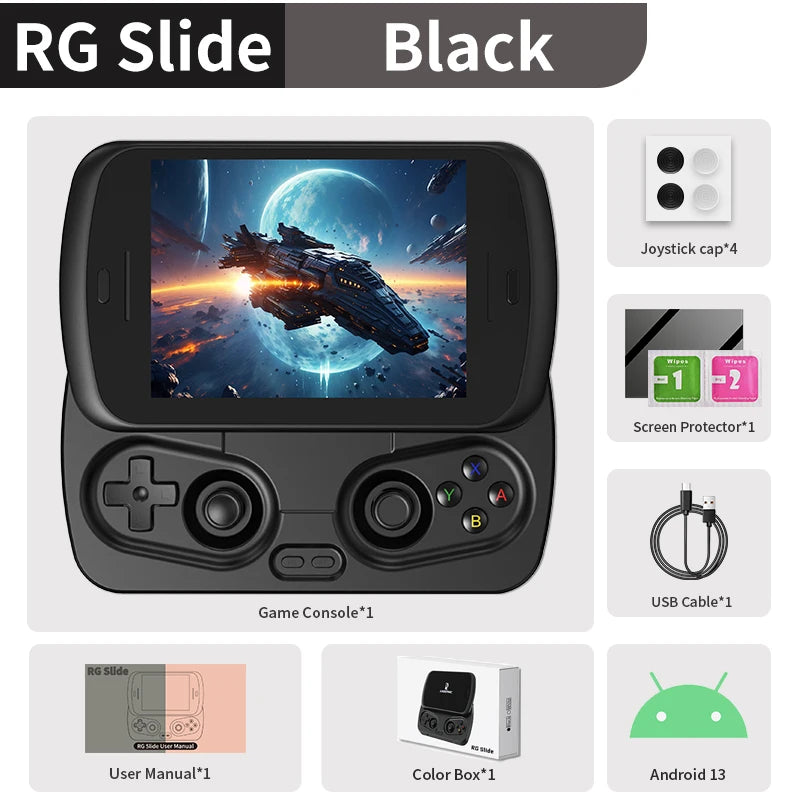 Anbernic RG Slide Retro Handheld Game Console 4.7" / LTPS In-Cell Android Video Gaming Player / Supports AI Assistant / 1080p-Port Out