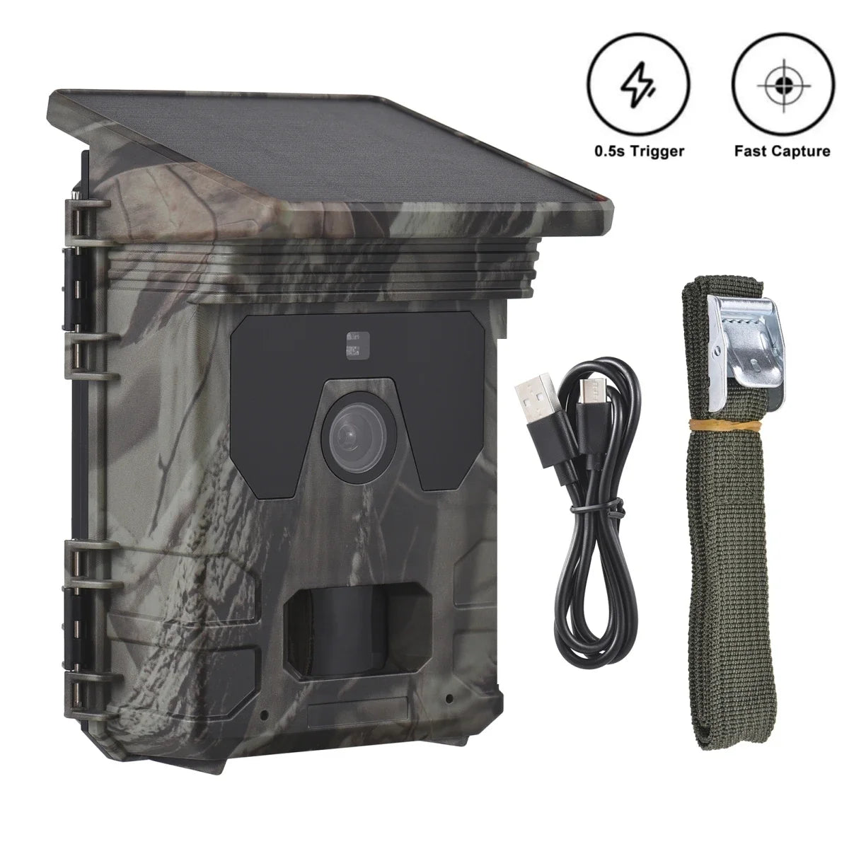 Solar Charging Hunting Trail Camera  /  Outdoor Night Vision Surveillance Camera  /  4K 50MP with 256GB Memory Card