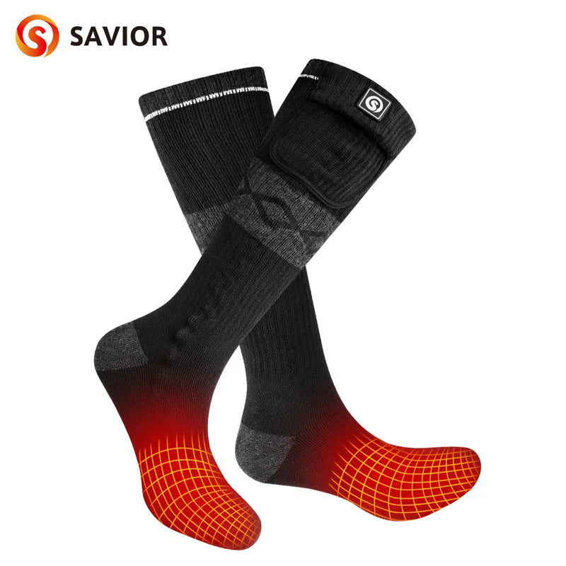 **Savior Heat / Battery Electric Heated Socks For Men / Winter Warm Outdoor Sports / Rechargeable Thermal Socks / Women For Cycling