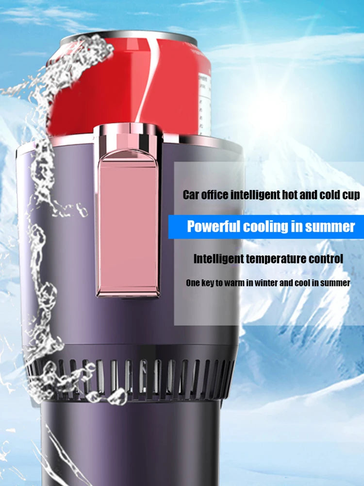 12V Smart Car Cup Warmer/Cooler with Temperature Display /  2-In -1  Bottle Warmer or Can Cooler / Car Smart Hot/Cold Drinks Electric Cup