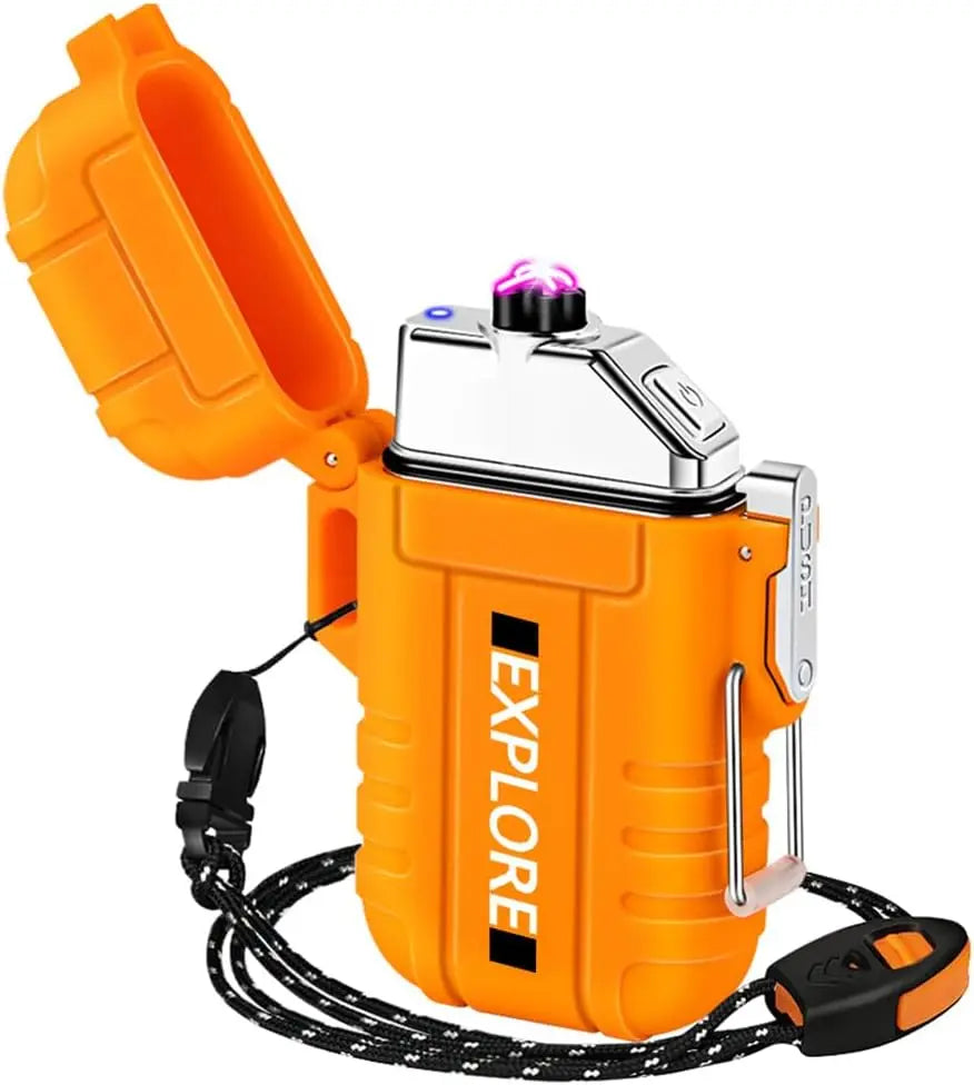 Waterproof Electric Lighter /  Windproof  / Dual Arc  /  USB Rechargeable  /  Flameless Plasma Lighters  /  Camping  / Hiking  / Survival  / Tactical