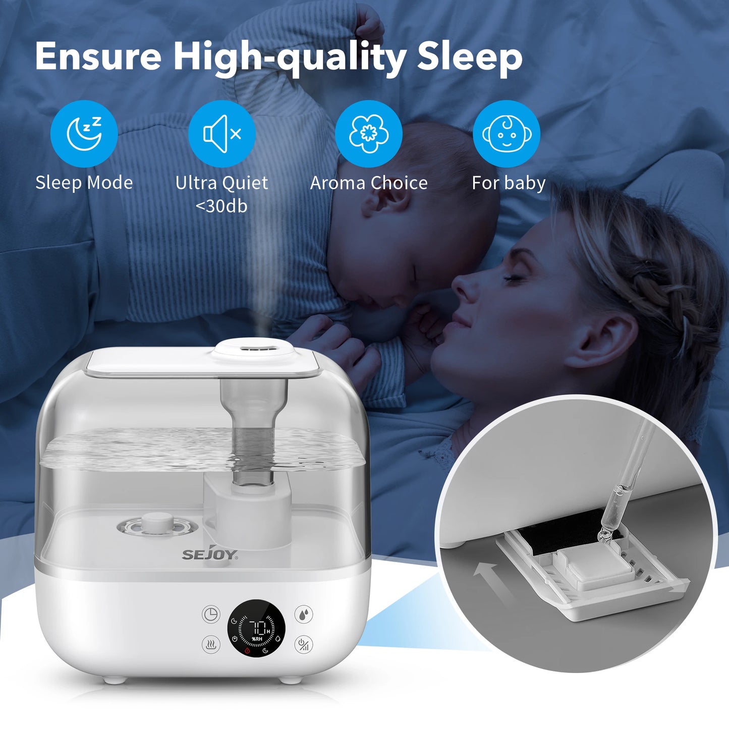 Cool Mist Humidifier /  Ultrasonic / Bedroom / 9L/5L with Essential Oil Remote Control  / Home / Baby / Office /  Plants