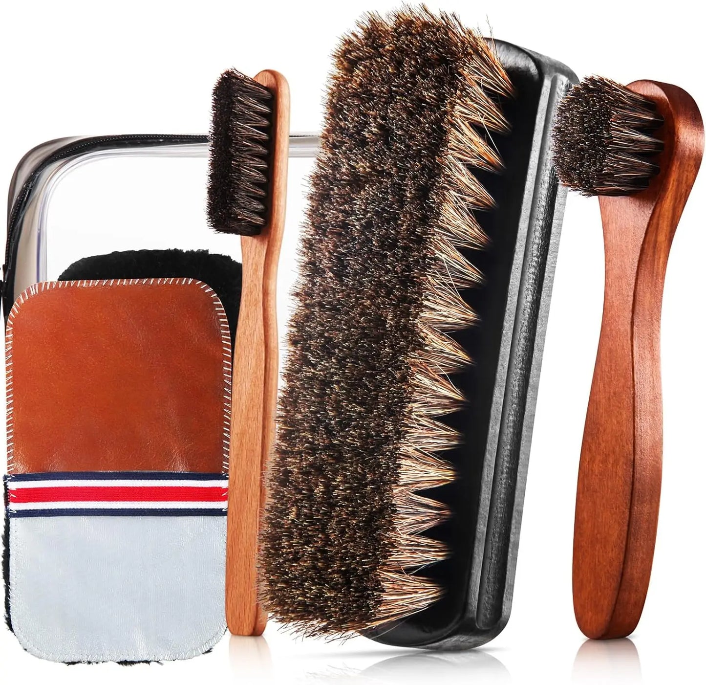 Horsehair Shoe Shine Brush Set  / Polishing Applicator /  Cleaning /  Leather Shoes /  Boot Care /  Brush /  Suede Cleaning Brush
