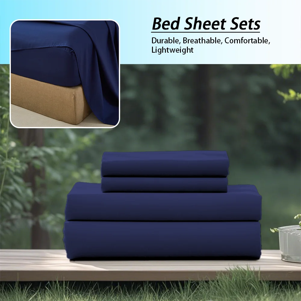 4 Pcs Soft, Solid Color, Fashionable Home Bedding Set / Microfiber / Suitable for All Seasons / 1 Fitted Sheet, 1 Flat Sheet,  2 Pillowcases