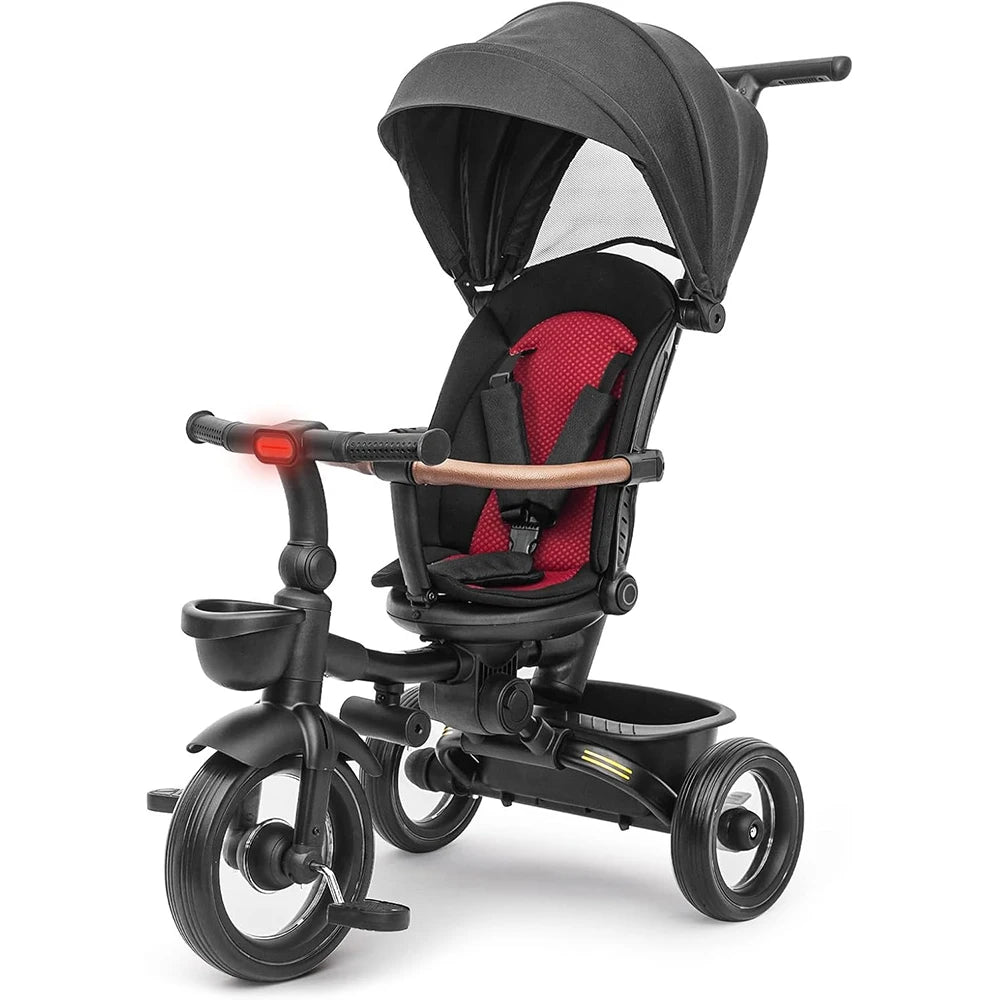 Baby Stroller-Tricycle /  7 in 1 Foldable Stroller-Trike for Kids  / Age 6M+ to 6 Years / Headlights / 1-Step Brake / Folding Pedal / Rotating, Reclining  Seat / Extended Removable Canopy
