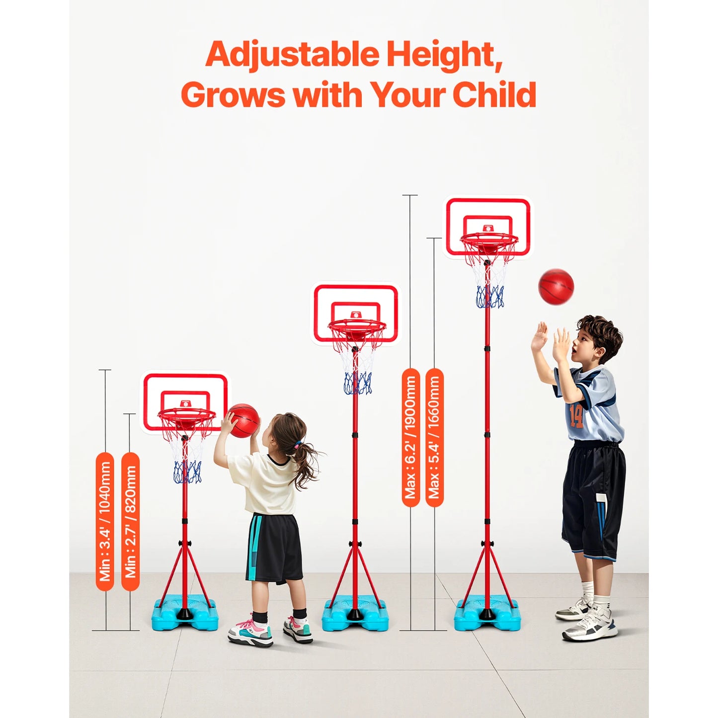 Toddler Adjustable Basketball Hoop
104-190CM Rack for Kids
Outdoor Indoor Ball Sport 
Backboard Rim Shoot
Children Toys