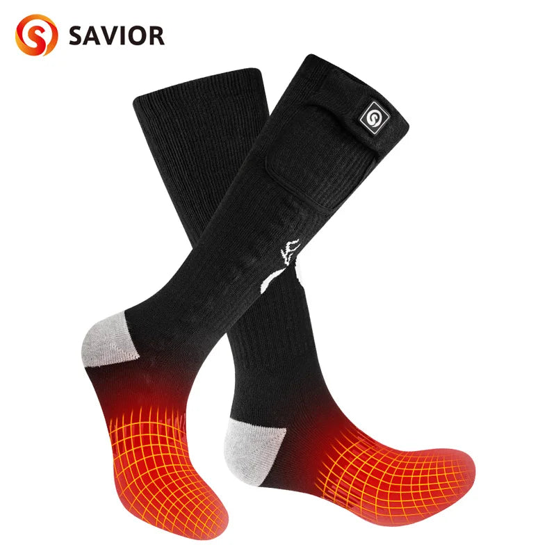 **Savior Heat / Battery Electric Heated Socks For Men / Winter Warm Outdoor Sports / Rechargeable Thermal Socks / Women For Cycling