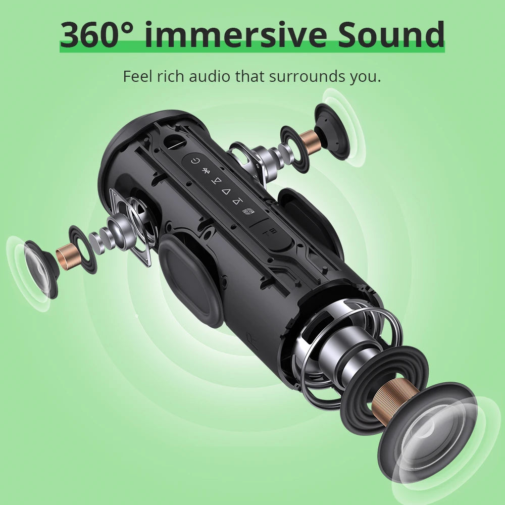 **T8 Bluetooth Speaker / 40W Portable Speaker with Deep Bass / Sound Pulse / Waterproof IPX7 / APP Control for Camping