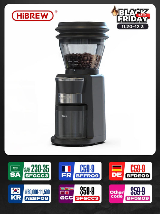 **Automatic Electric Coffee Grinder with 31 Gears for Espresso American Coffee Pour Over Visual Bean Storage G3