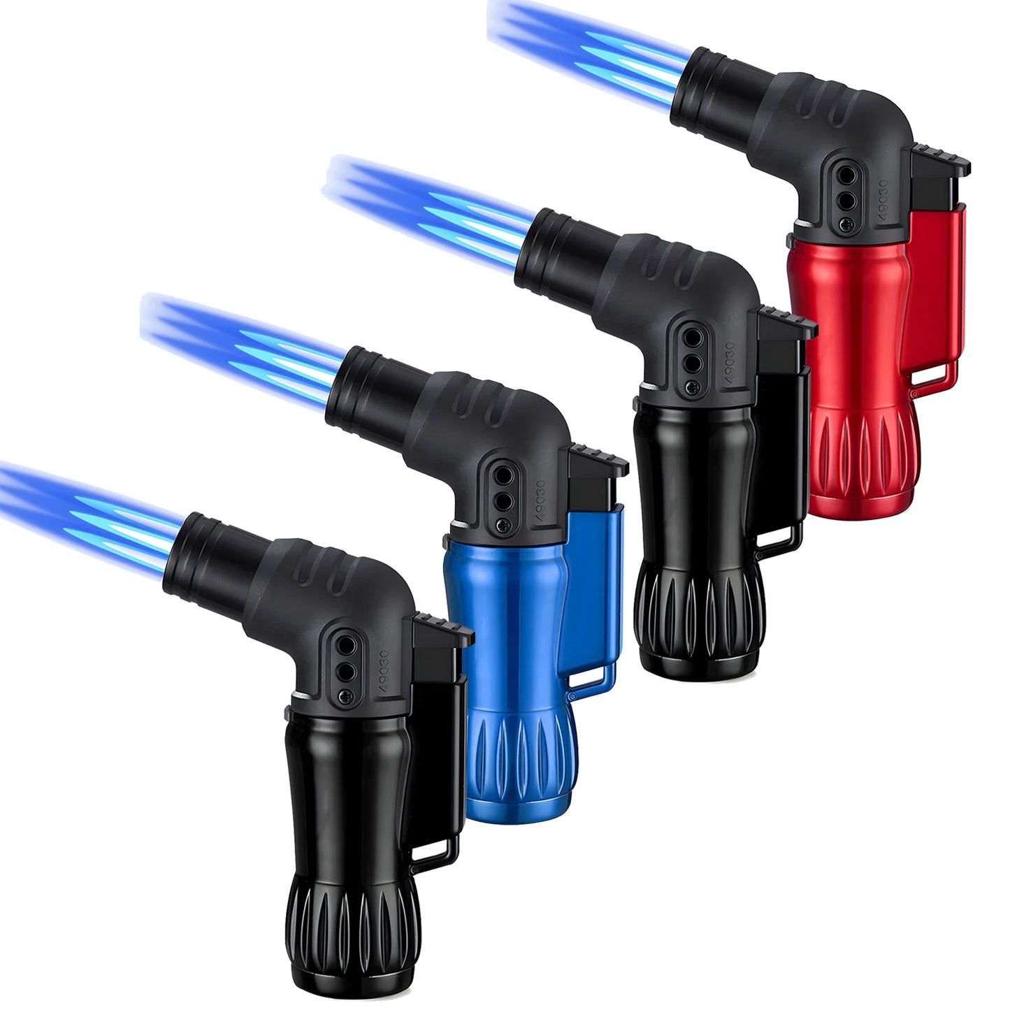 4pcs  Set Triple Jet Flame Torch Lighter  /  Bend Head Design /  Refillable Butane Gas Jet  /  3 Flame Windproof  /  Without Butane