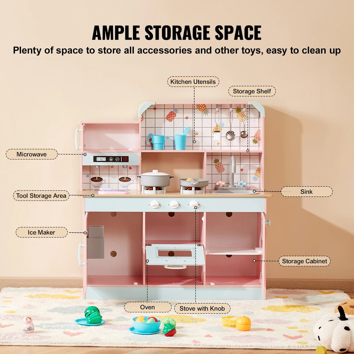 Pretend Play Cooking Toy for Kids /  Chef Playset /  Kitchen / Creative Playtime / Accessories  / Lights & Sounds / Toddles /  Girls and Boys Ages 3+