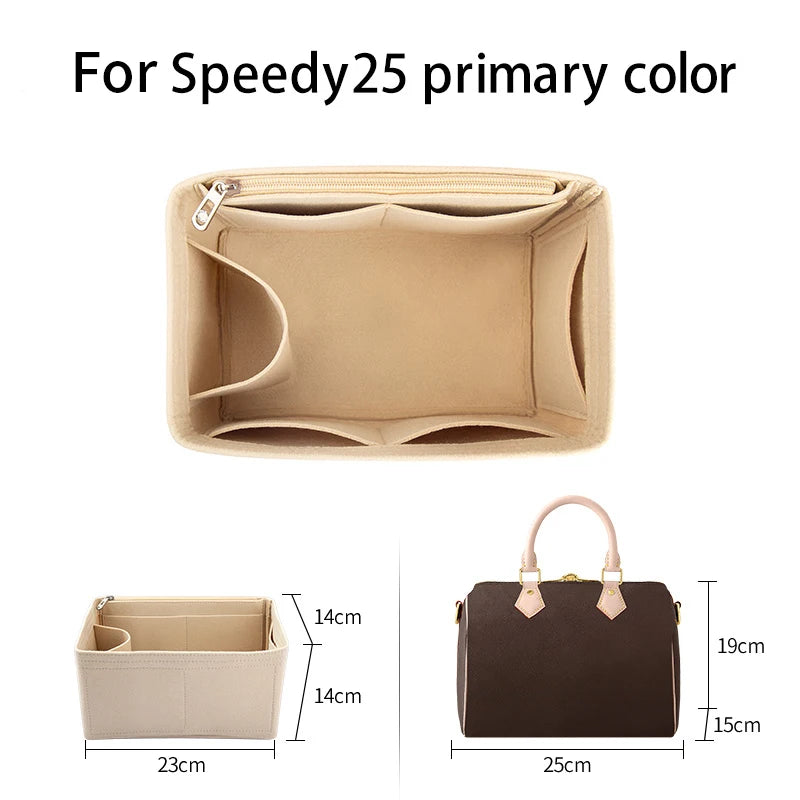 WUTA Felt Insert Bag Organizer For LV Speedy 20 25 30 35 / Flap Handbag / Inner Bag Makeup Travel Purse Storage Tote Bag Accessories