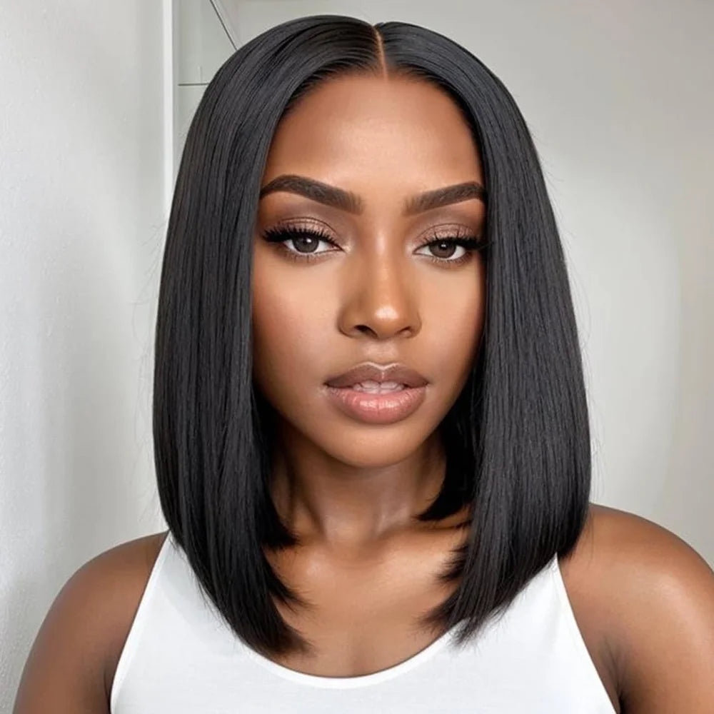 Bob Wig  /  Human Hair  /  13x4 Frontal Lace Wigs for Black Women  /  HD Bob Lace Front Wigs /  Human Hair / Glue less Wigs  /  Pre Plucked Wig